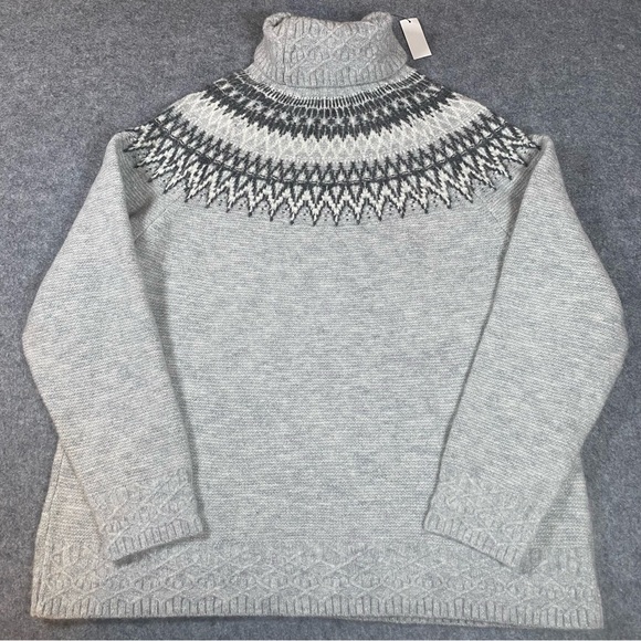Talbots Metallic Turtleneck Sweater Whimsical Fair Aisle Womens PXL NWT  Gray - Picture 9 of 12